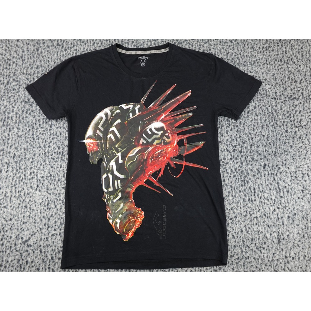 Cyberdog Graphic T-Shirt Mens Medium Black Futuristic Rave Cyberpunk Tee